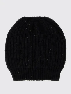 Cappello Brunello Cucinelli in cashmere a coste con paillettes ricamate