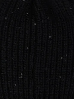 Cappello Brunello Cucinelli in cashmere a coste con paillettes ricamate