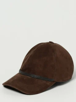 Cappello Brunello Cucinelli in camoscio con monile