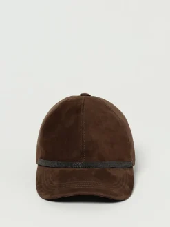 Cappello Brunello Cucinelli in camoscio con monile