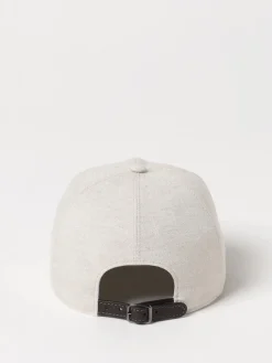 Cappello Brunello Cucinelli in lino con logo ricamato