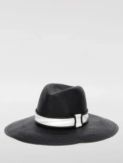 Cappello Fedora Brunello Cucinelli in rafia con fettuccia e monile