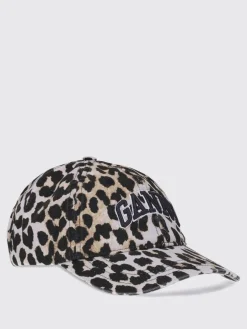 Cappello Ganni in cotone stampa animalier
