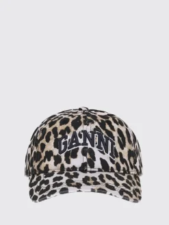 Cappello Ganni in cotone stampa animalier