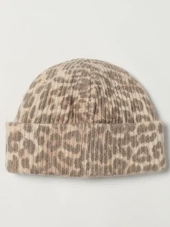 Cappello Ganni in misto lana riciclata stampa animalier