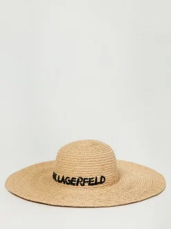 Cappello Karl Lagerfeld in rafia con logo ricamato