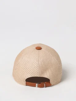 Cappello Max Mara in rafia con logo ricamato