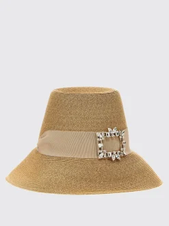 Cappello Roger Vivier in rafia con fibbia gioiello