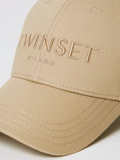 Cappello Twinset in cotone con logo ricamato