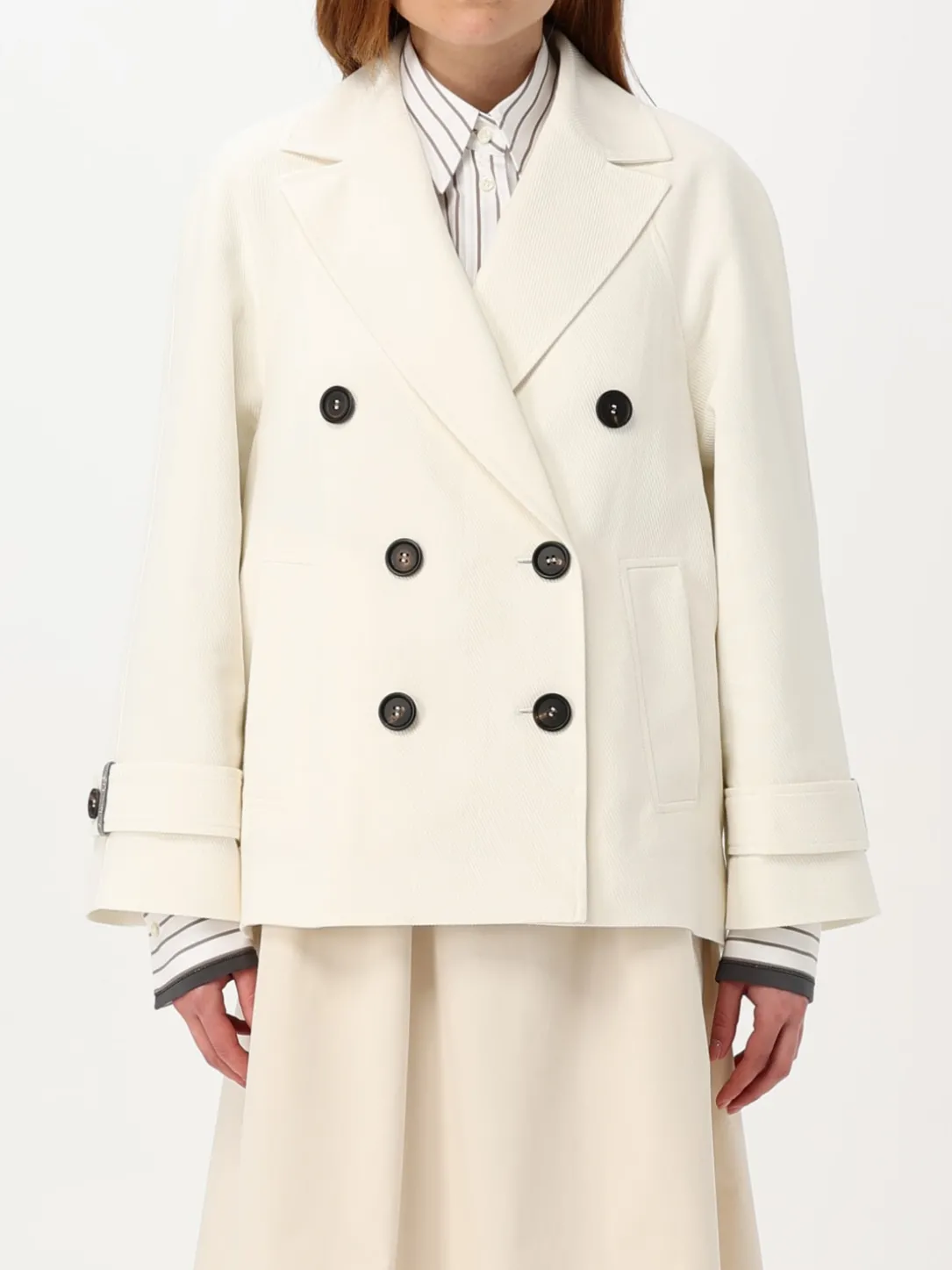 Cappotto a doppiopetto Brunello Cucinelli in misto cotone