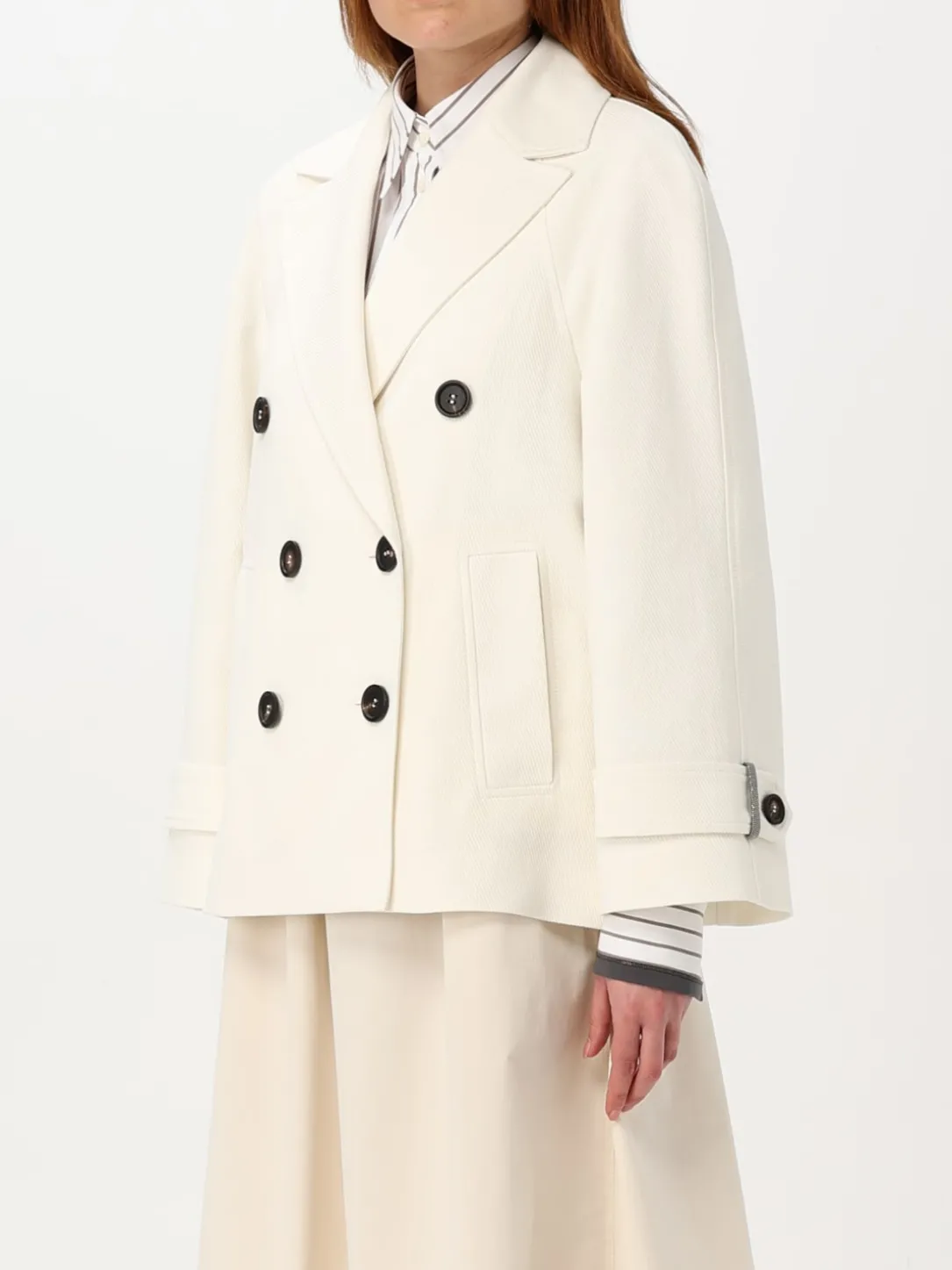 Cappotto a doppiopetto Brunello Cucinelli in misto cotone