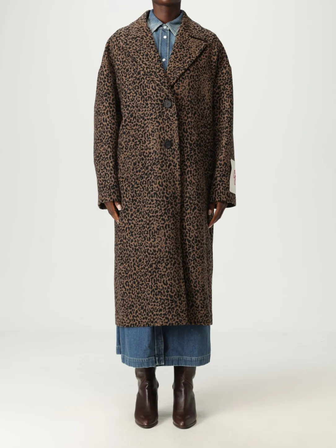 Cappotto Golden Goose in misto lana animalier