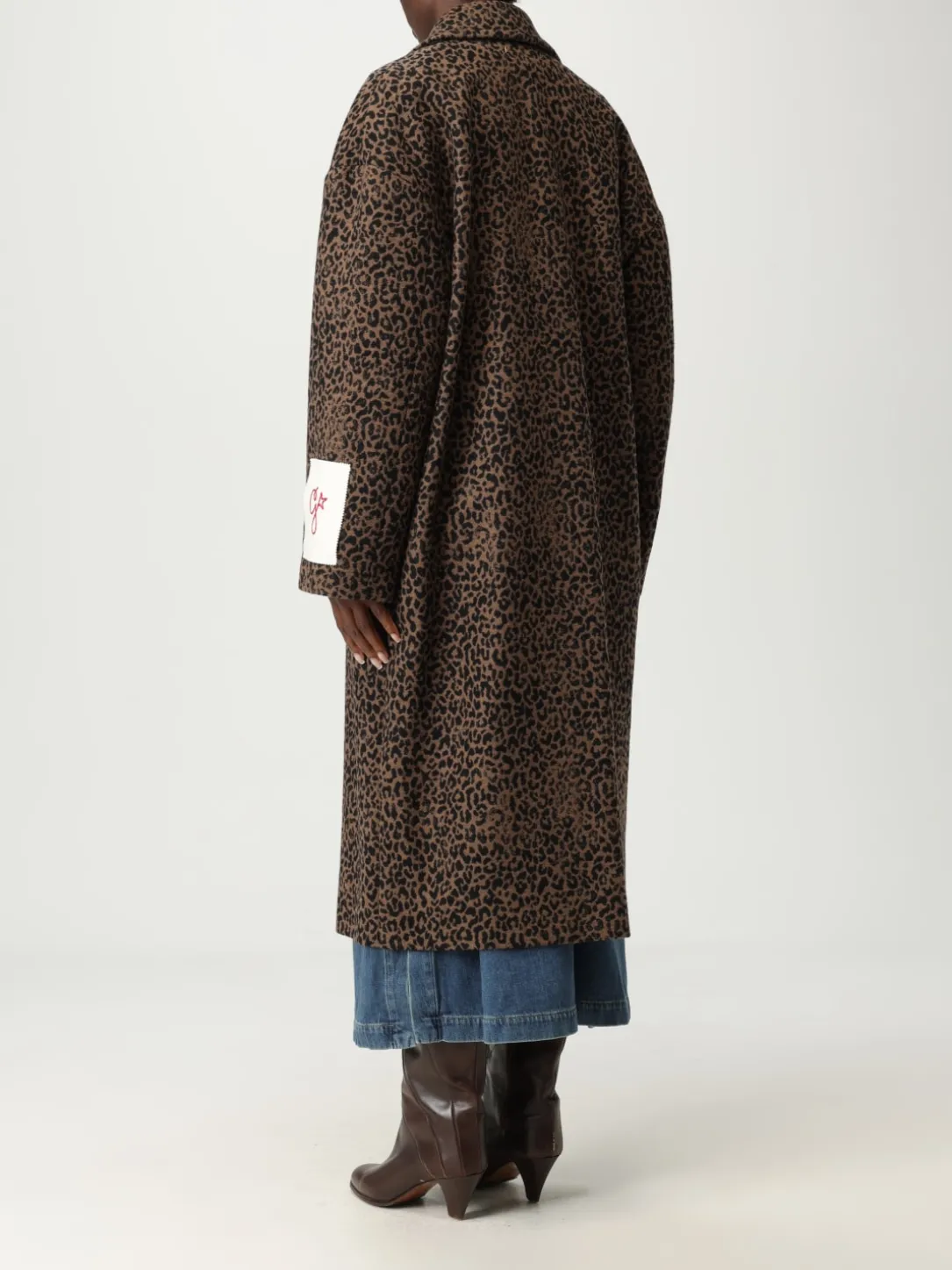 Cappotto Golden Goose in misto lana animalier