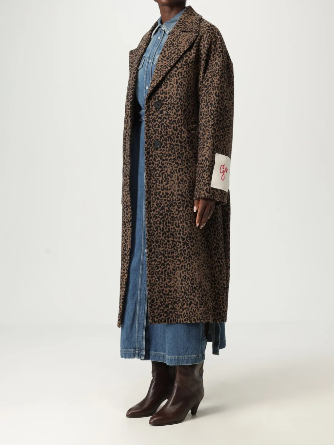 Cappotto Golden Goose in misto lana animalier