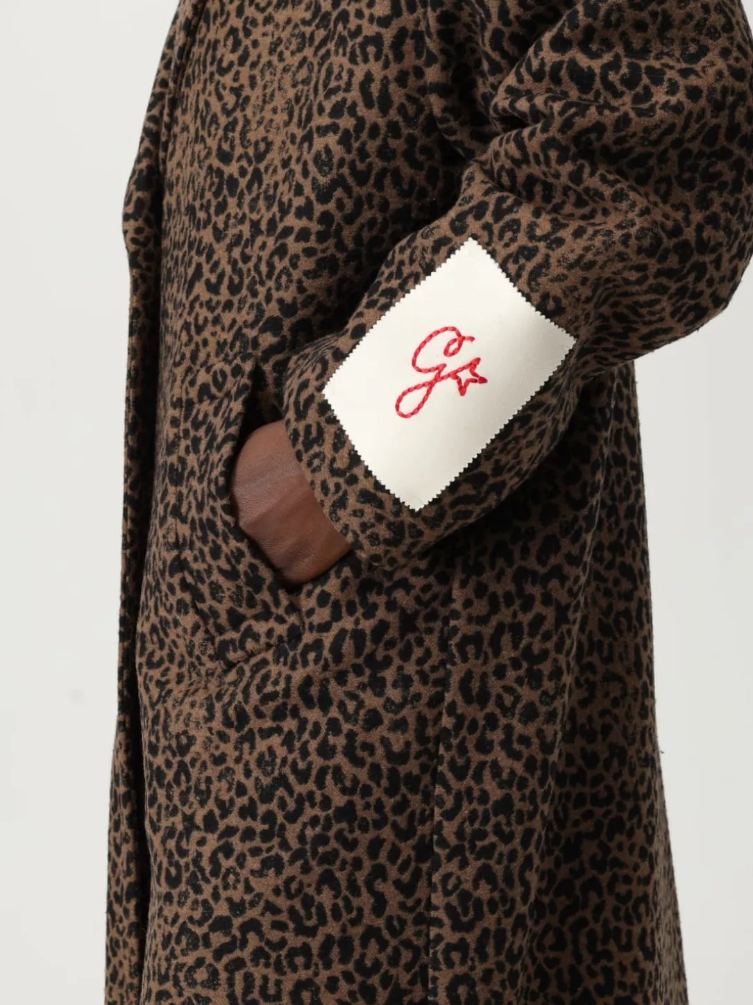 Cappotto Golden Goose in misto lana animalier