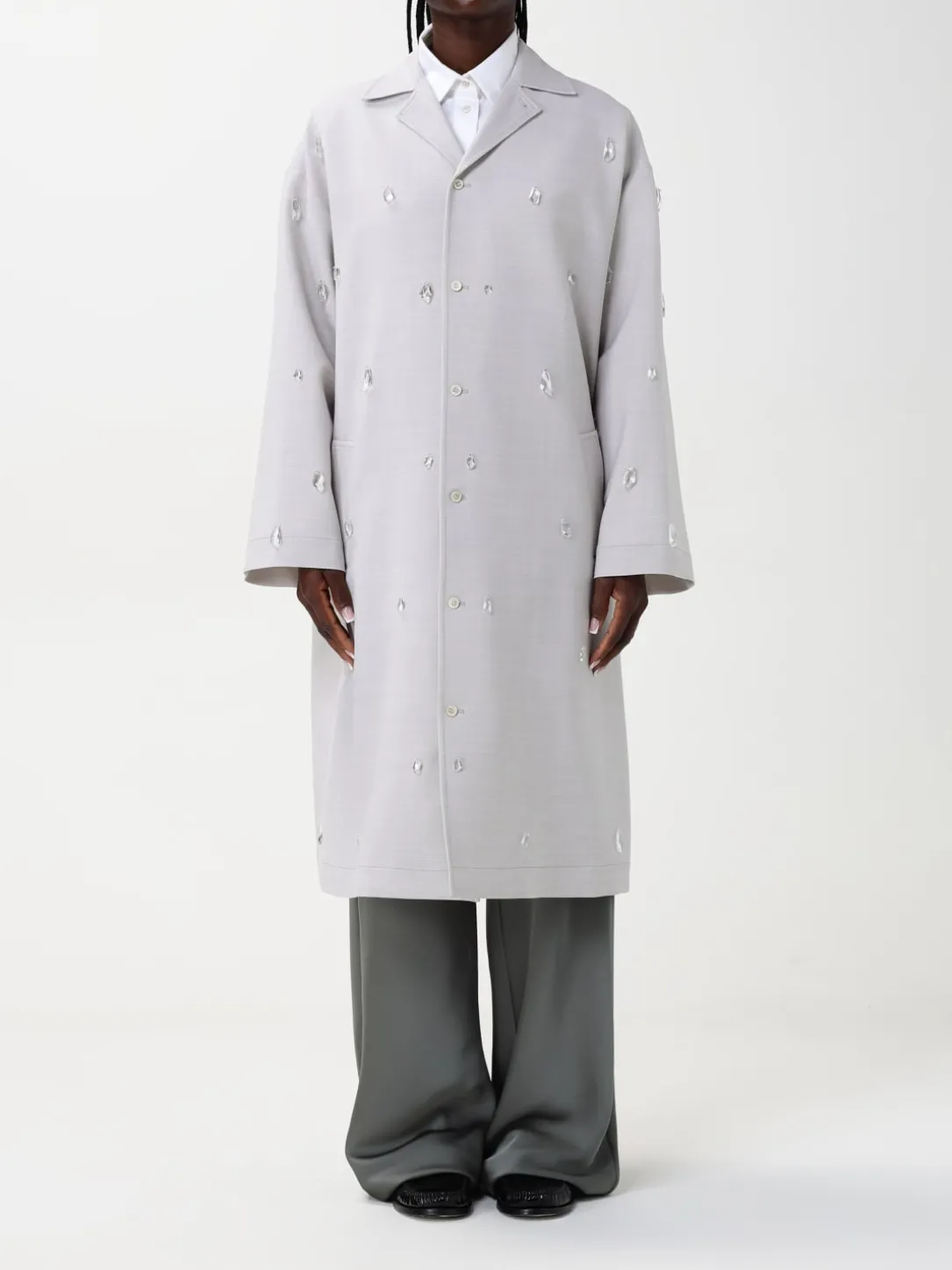 Cappotto in lana vergine Fabiana Filippi con cristalli