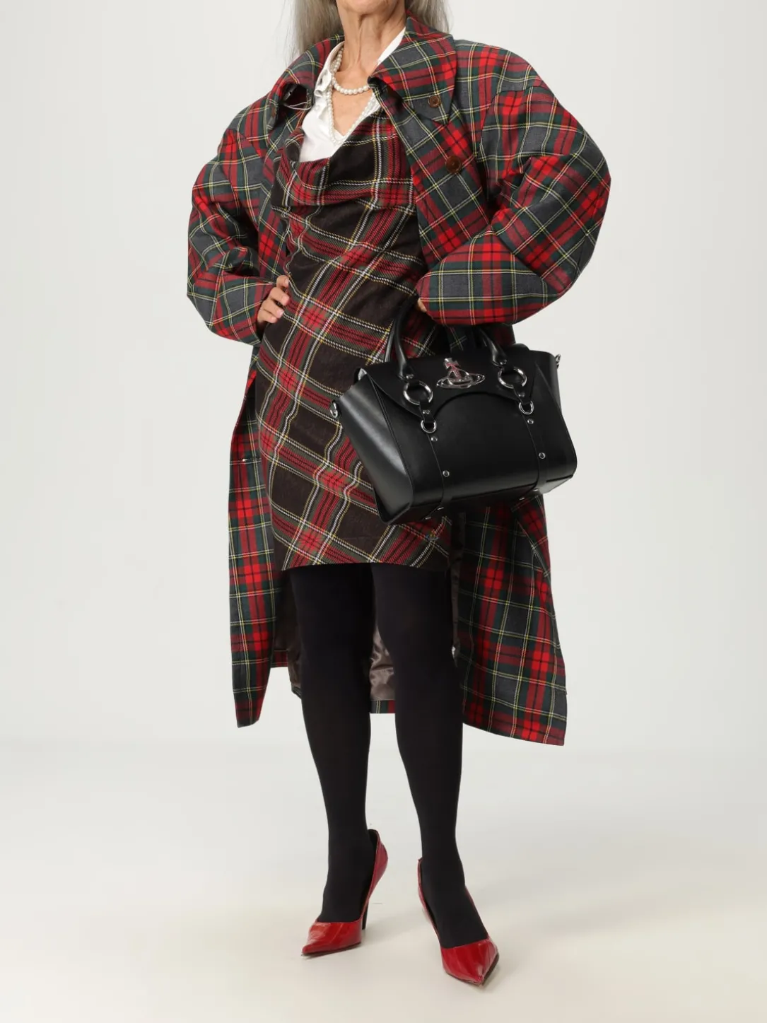 Cappotto Vivienne Westwood in lana vergine con stampa Tartan