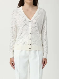 Cardigan di lana con logo all-over di strass Elisabetta Franchi
