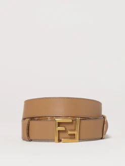 Cintura FF Fendi reversibile in pelle e cotone jacquard