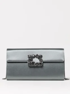 Clutch Efflorescence Roger Vivier in raso con fibbia gioiello