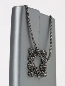 Clutch Efflorescence Roger Vivier in raso con fibbia gioiello