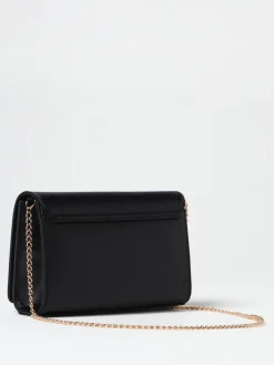 Clutch Love Moschino in satin con logo di strass