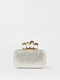 Clutch McQueen in pelle con cristalli all over