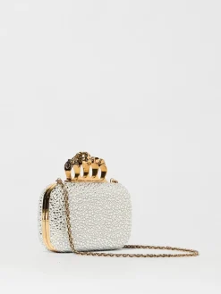 Clutch McQueen in pelle con cristalli all over