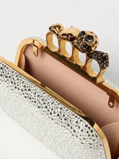 Clutch McQueen in pelle con cristalli all over