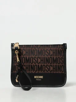 Clutch Moschino Couture in pelle e tessuto jacquard