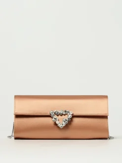 Clutch Pecan Sergio Rossi in raso con fibbia gioiello