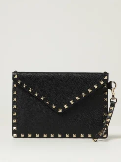 Clutch Rockstud Valentino Garavani in pelle a grana