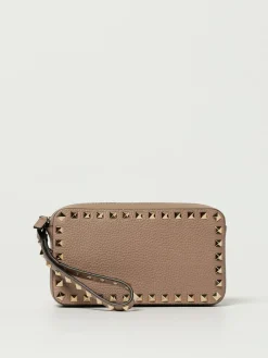 Clutch Rockstud Valentino Garavani in pelle a grana
