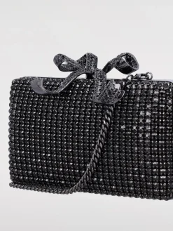Clutch Self-Portrait in metallo con strass all over