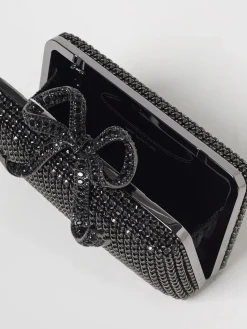 Clutch Self-Portrait in metallo con strass all over