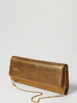 Clutch Twinset in pelle laminata stampa lucertola