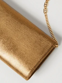 Clutch Twinset in pelle laminata stampa lucertola