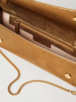 Clutch Twinset in pelle laminata stampa lucertola