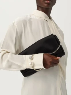 Clutch Xandra in raso con braccialetto di cristallo Jimmy Choo