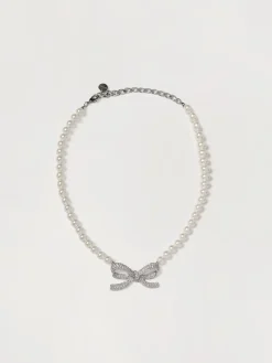 Collana Self-Portrait in ottone con strass incastonati e perle sintetiche