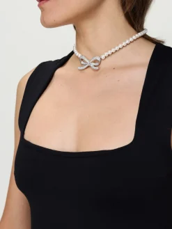 Collana Self-Portrait in ottone con strass incastonati e perle sintetiche