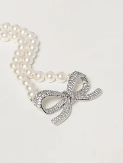 Collana Self-Portrait in ottone con strass incastonati e perle sintetiche