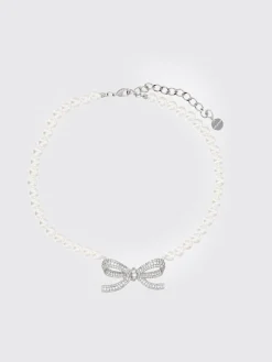 Collana Self-Portrait in ottone con strass incastonati e perle sintetiche