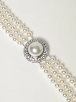 Collana Self-Portrait in ottone con perle sintetiche e strass