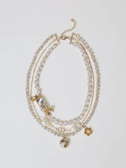 Collana Twinset in ottone con strass e perle sintetiche