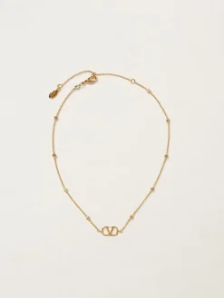 Collana VLogo Signature Valentino Garavani in ottone con strass