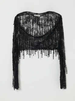 Coprispalle Alberta Ferretti in pizzo con frange gioiello