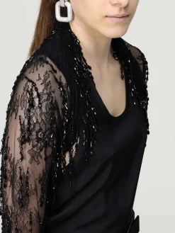 Coprispalle Alberta Ferretti in pizzo con frange gioiello