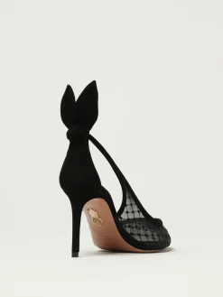 Décolleté Bow Tie Aquazzura in nylon a rete e camoscio