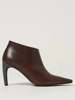 Décolleté Brunello Cucinelli in pelle con tacco gioiello